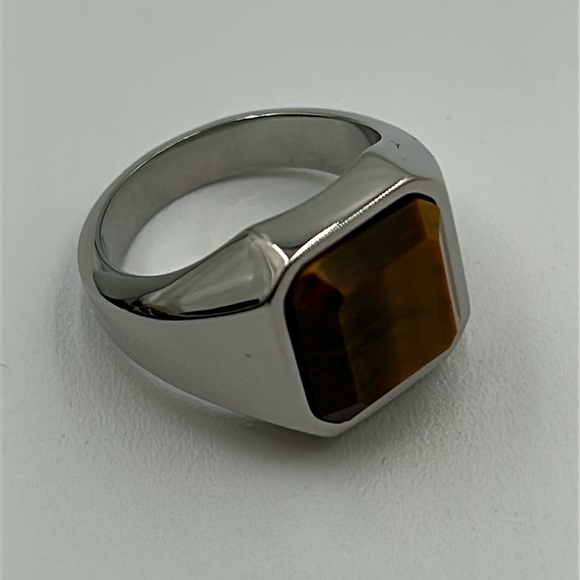 2139- Tiger Eye Natural Gemstone Handmade Men's Ring Size 10.5 NWT - Picture 1 of 7